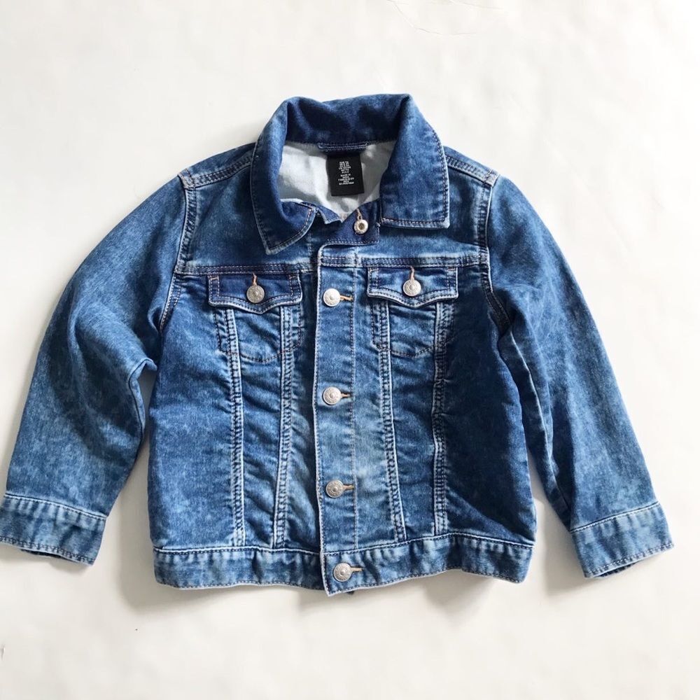 H&M soft denim acid wash jean jacket EUC 5-6Y